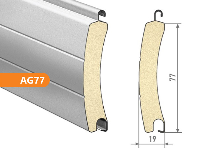 Profilé AG-77 : 77 mm de hauteur, 19 mm d'épaisseur.
